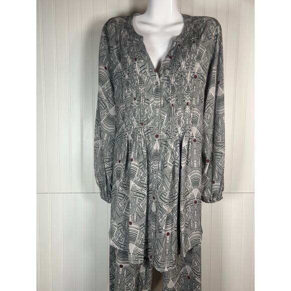 2 peace MELISSA MCCARTHY Seven Gray Geometric Print Tunic Blouse/pants set Sz 1X - Picture 2 of 16